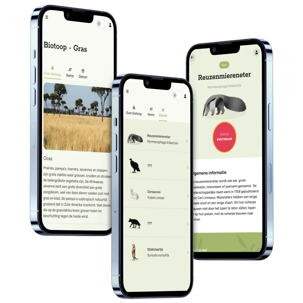Uitleg van de biotopen in de dierenparken-app