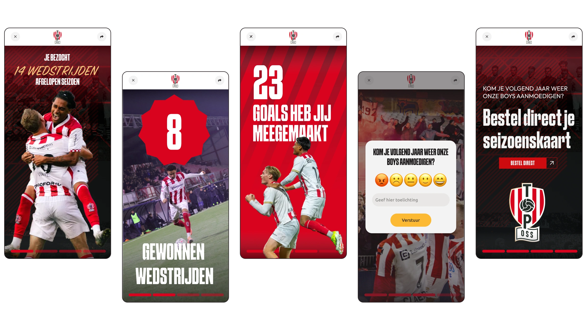 Overzicht pagina's voetbalapp